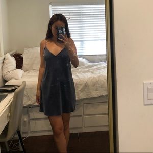 Blue velvet slip dress